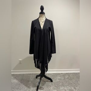 Zara fringe jacket. Never worn! Dark grey stretch and faux suede.